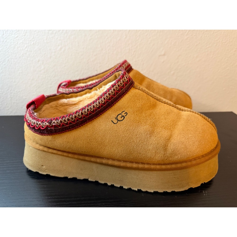 UGG Tazz Platform Slipper Chestnut Suede UGGbraid Embroidery 1122553 Size 11